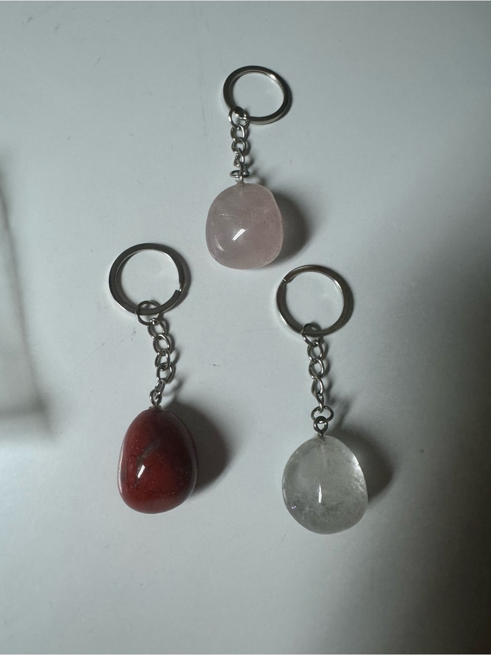 Polished Stone Keychain - Pink, Red, Clear - Unbranded
